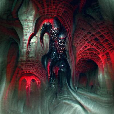 Red Demon King Dancing in Gothic Caverns