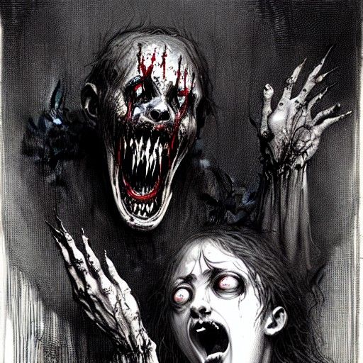 Disturbing Grotesque Figure in Gothic Horror Style