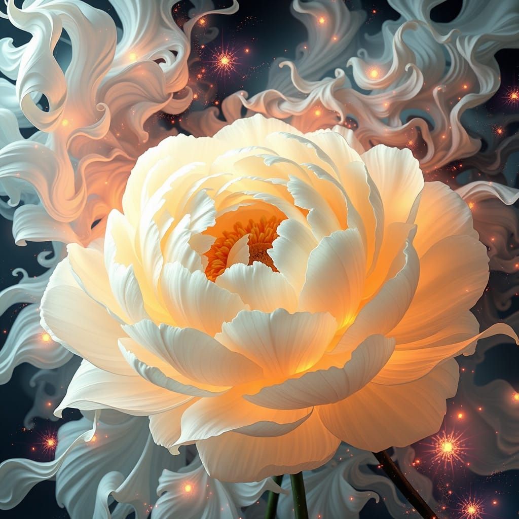 Ethereal Peony Blooms in Surreal Hyperdepth Illusory Animati...