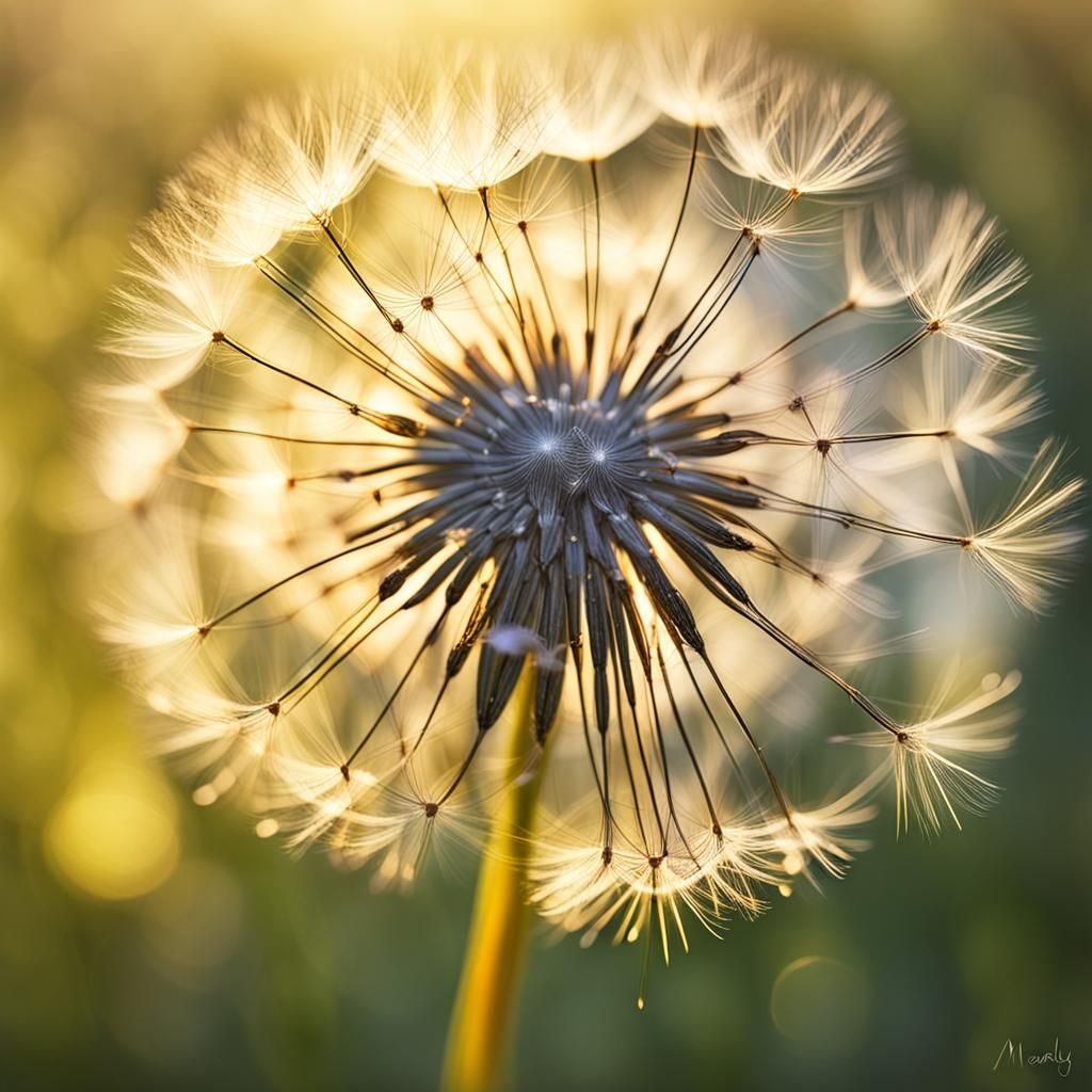 Dandelion Seed Head on Meadow. AI image prompt in my tutorials!