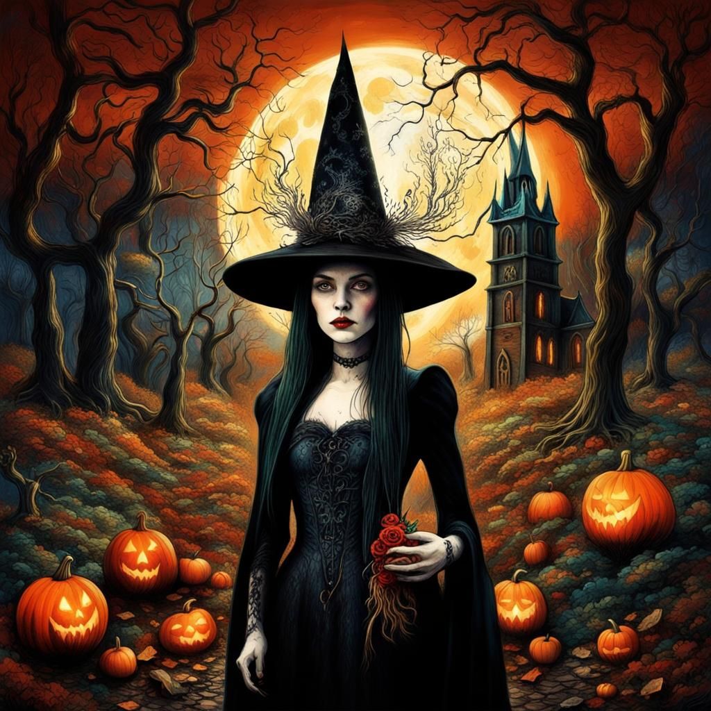 Gothic Cursed Church Portrait in Whimsical Style