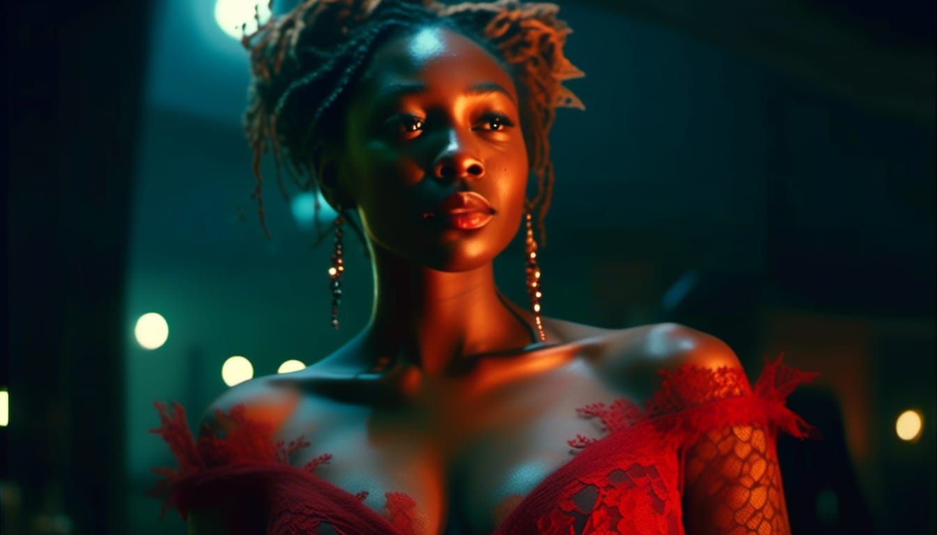 Glamorous Woman in Red Dress, Pin-Up Style