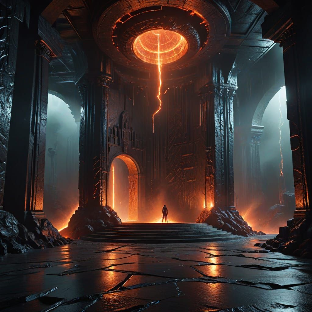 Villain's Volcanic Lair with Obsidian Throne