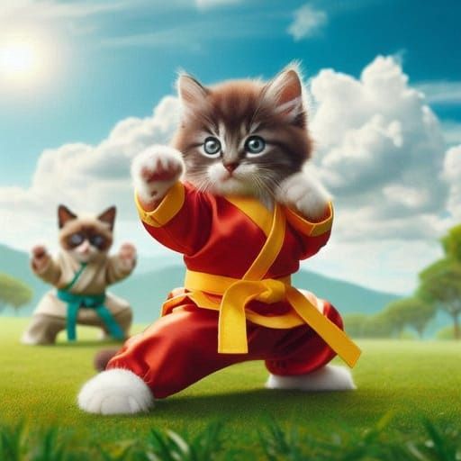 Vibrant Comic Book Kung Fu Kitty in Action