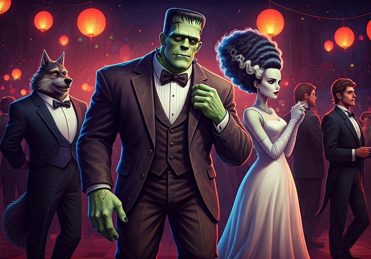 Monster Gala: Frankenstein's Awkward Charm in Art Nouveau St...