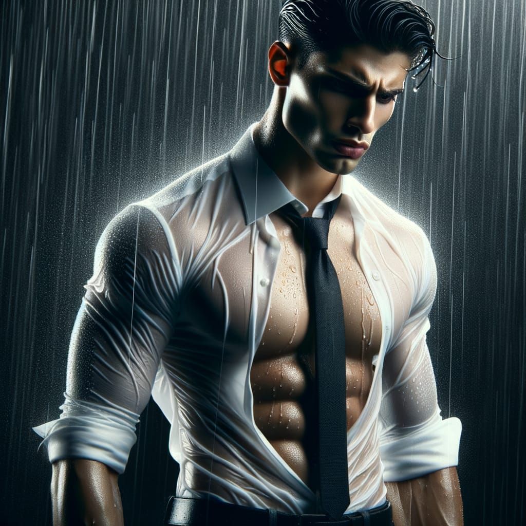 Handsome Vampire in Midnight Rainstorm