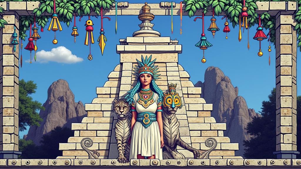 Aztec Goddess with Jaguar in Hyperrealistic Detail