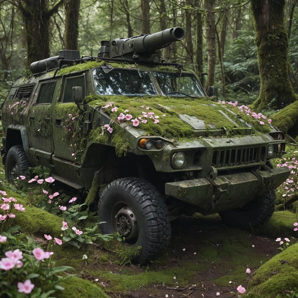 Fantasy War Vehicle Reclaimed by Nature
