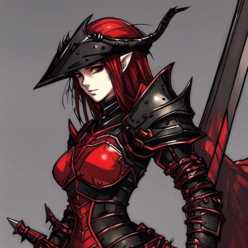 Gothic Goblin Dragoon Knight in Anime Manga Style