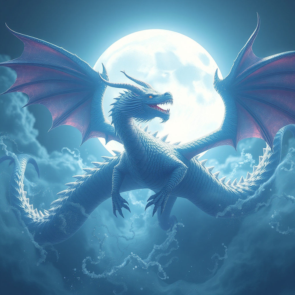 Shimmering White Moon Dragon Fantasy Concept Art