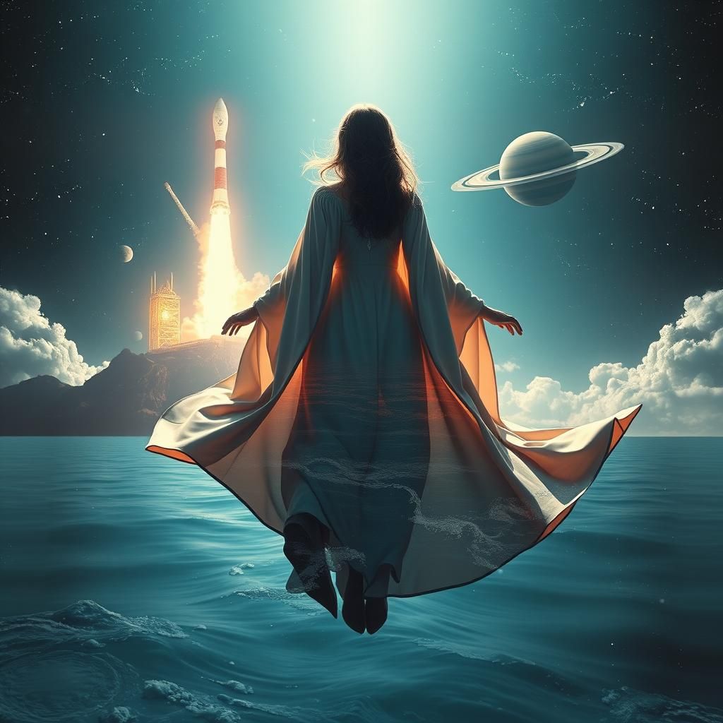 Enchantress in Space: A Double Exposure Art Piece