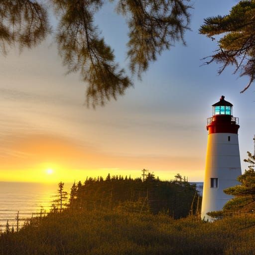 Coastal Lighthouse at Sunset