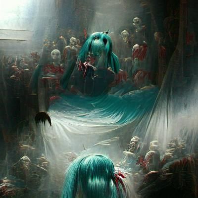Hatsune Miku in Gothic Horror Style