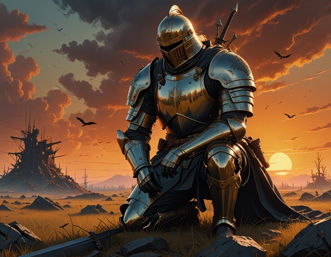 Majestic Knight in Solemn Prayer