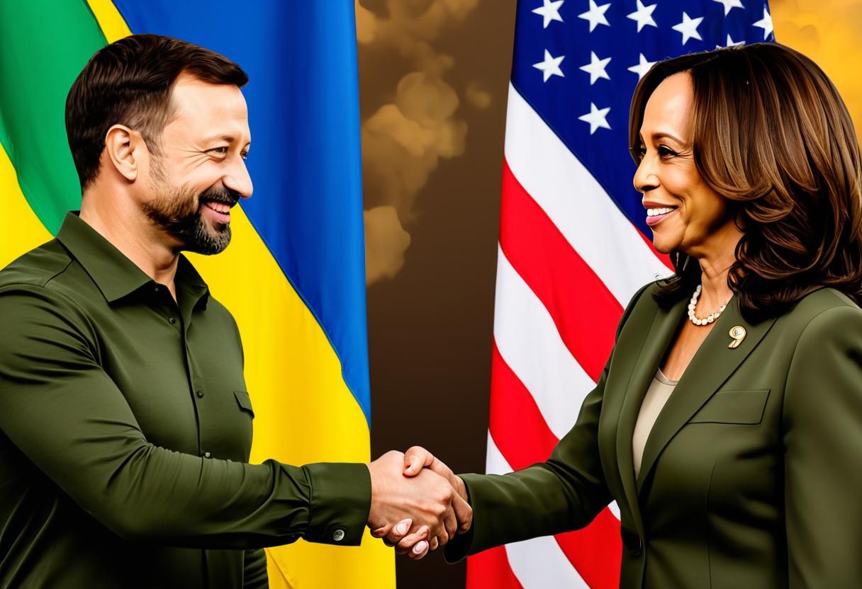 Zelensky and Harris Handshake in Alcohol Ink