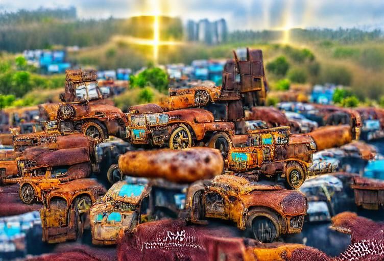 Rust Vehicle Piles in a Professional Photograph