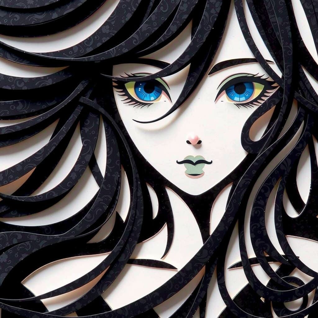 Mysterious Woman in Kiri-e Japanese Paper Cutting