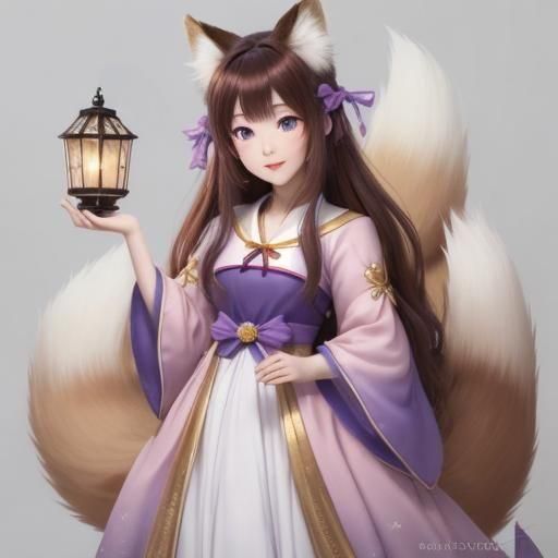 Adorable Kitsune Umi with Prismatic Lantern