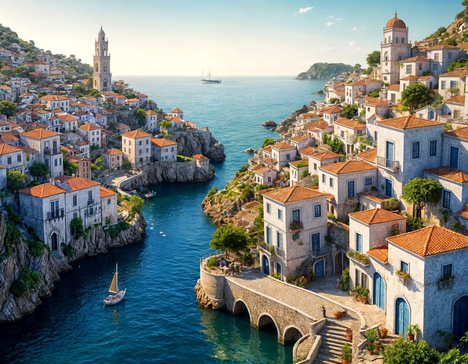 portugues village fantasy elements all architecture made of<...