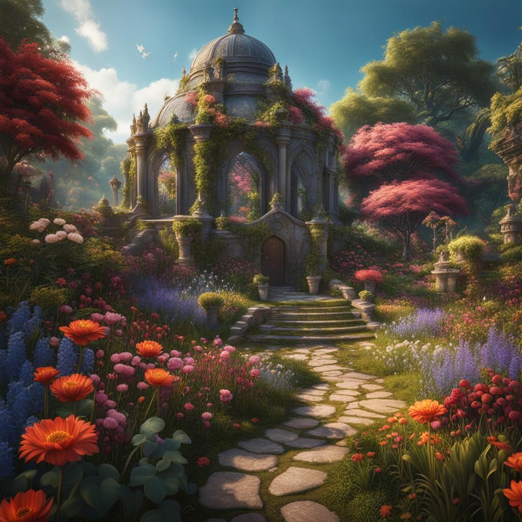 Secret Flower Garden: Detailed Matte Painting