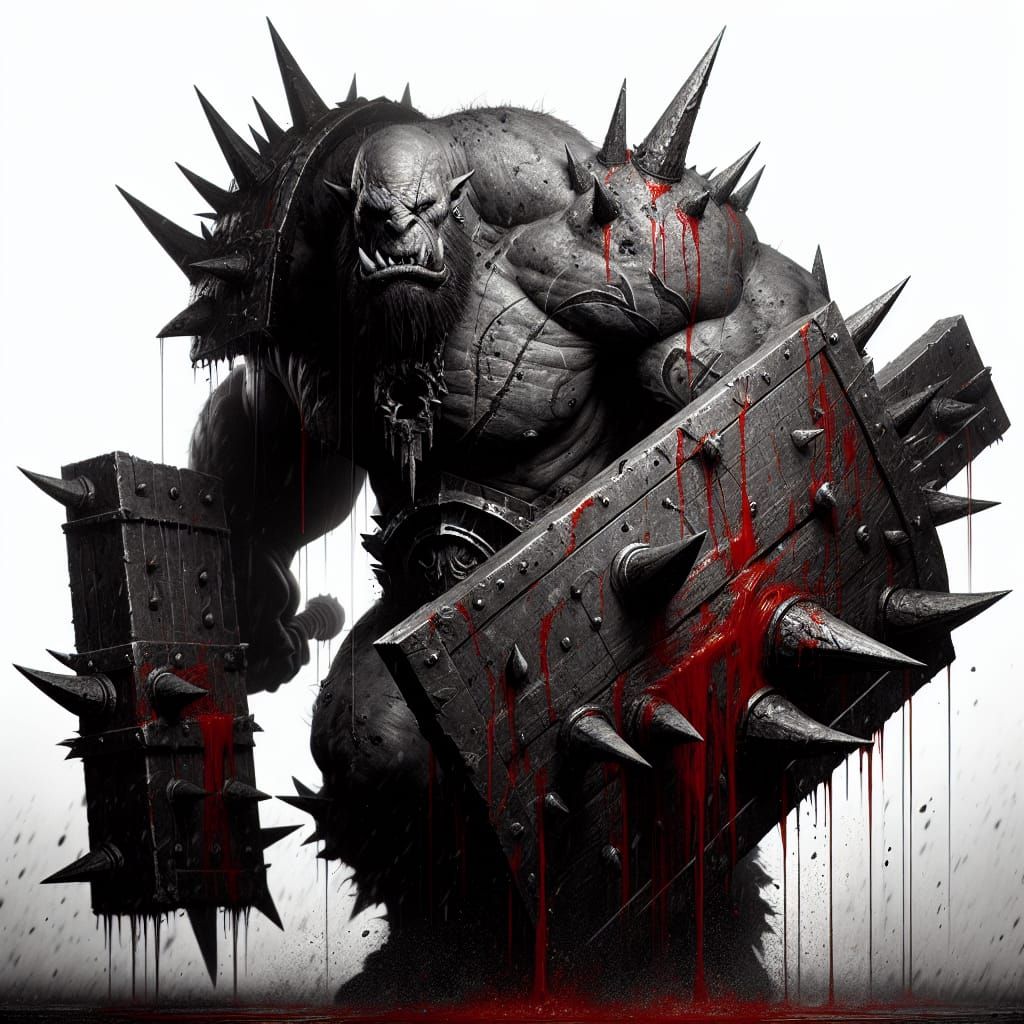 Monochrome Ogre Berserker with Spiked Shields