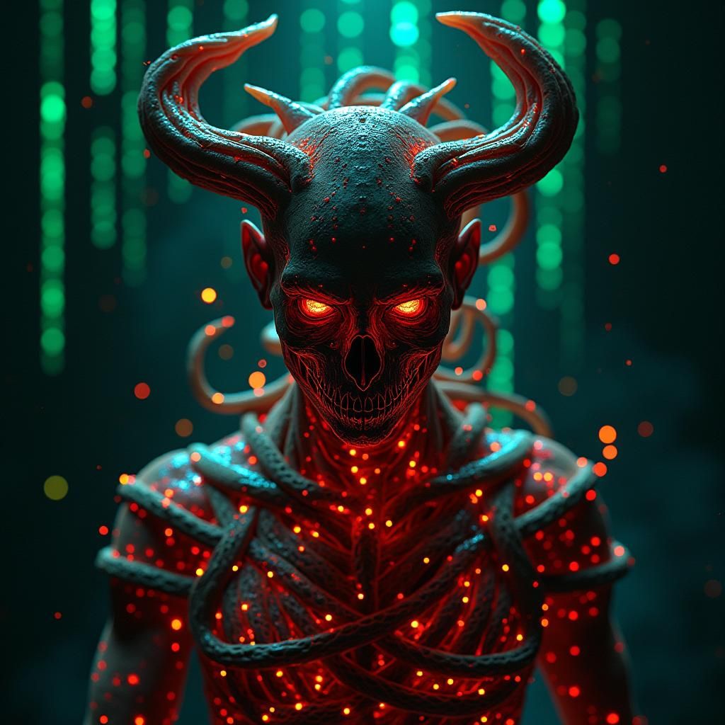 Hellish Shibari Practitioner in High-Fantasy Neon Specter