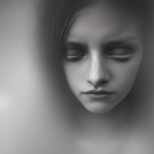 Woman with Fairy Wings, Close-Up Portrait