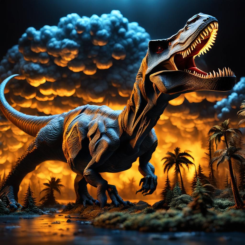 T-Rex Attack in Paper Quilling Art
