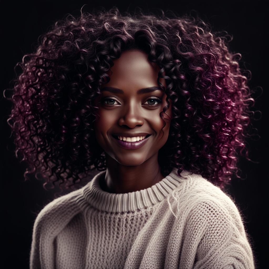 Hyperrealistic Portrait of Woman with Curly Hair