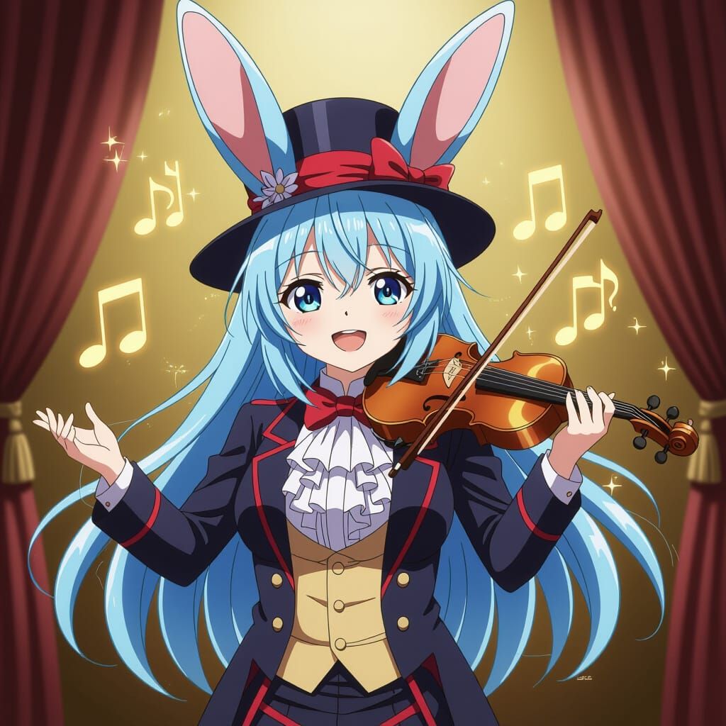 Anime Rabbit Opera Singer Performing on Stage