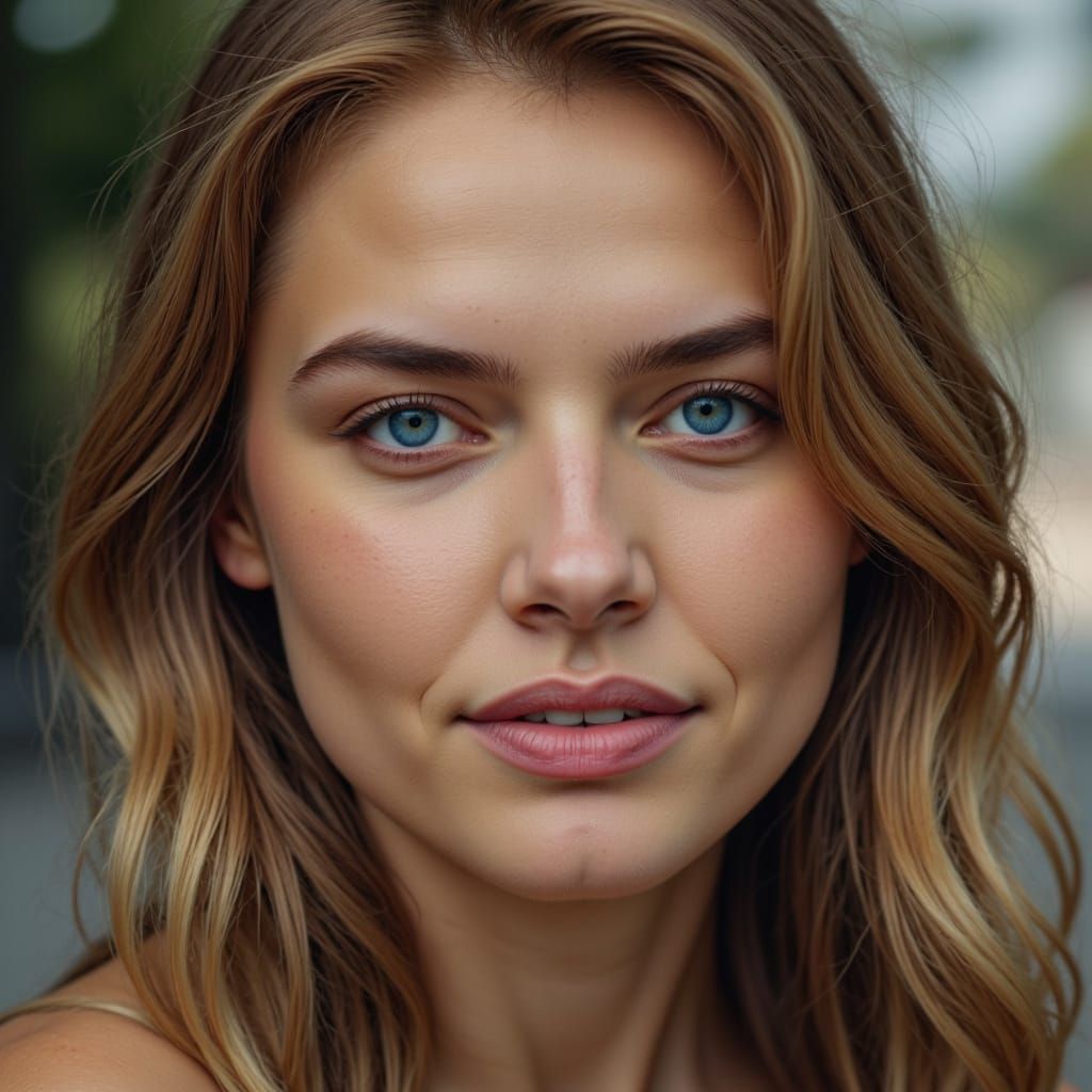 Hyperrealistic Portrait of a Woman with Blue Eyes
