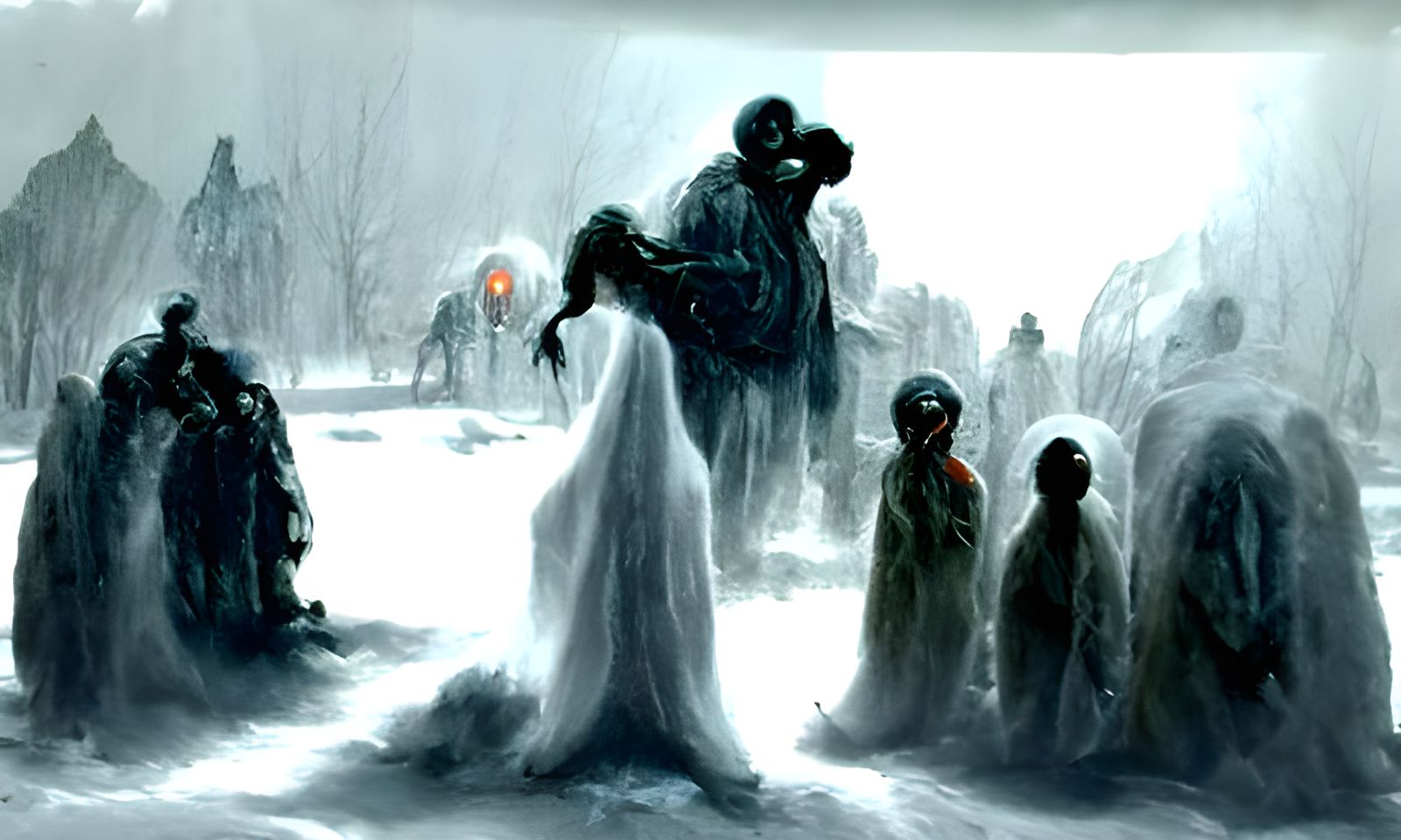 Eerie Ghosts in a Snowy Town
