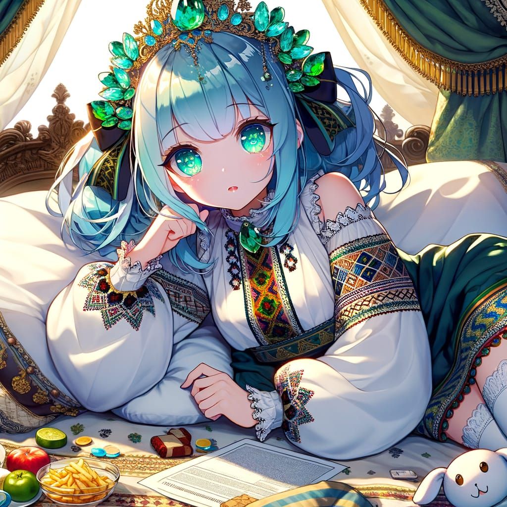 Ukrainian Embroidered Blouse Girl with Flower Crown