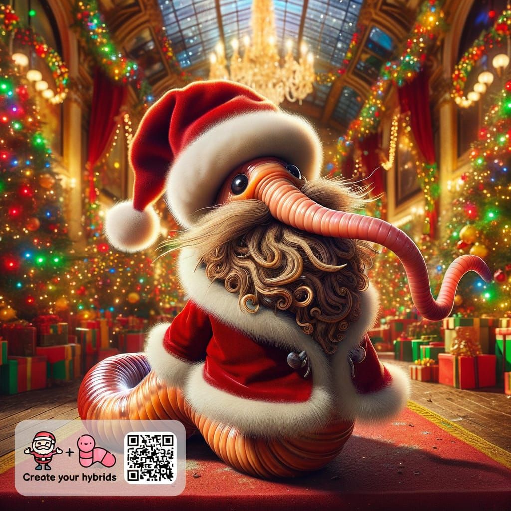 Surreal Worm-Santa Hybrid: An AI Chimera