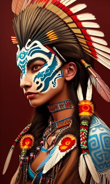 Cheyenne Portrait with Opera Motifs in Art Nouveau Style