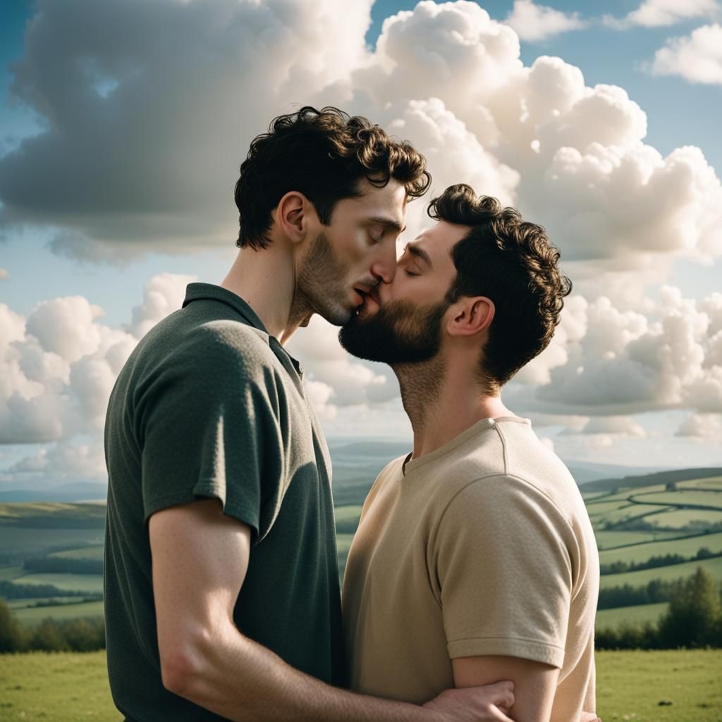 Men Kissing in Divine Sunshine