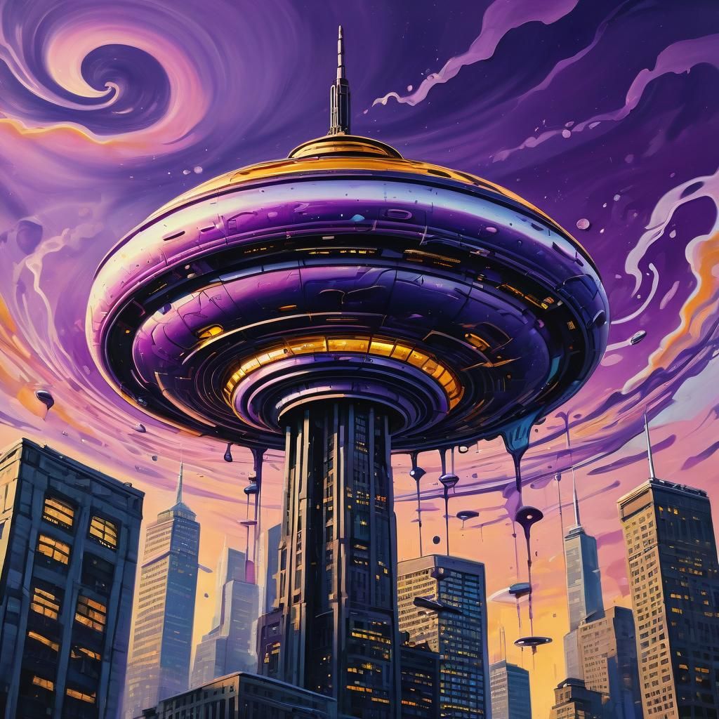 Purple shiny UFO over Sears Tower