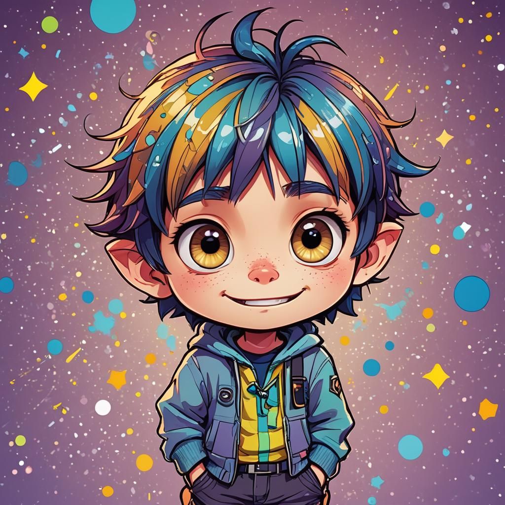 Mischievous Monster Inc. Character in Chibi Anime Style