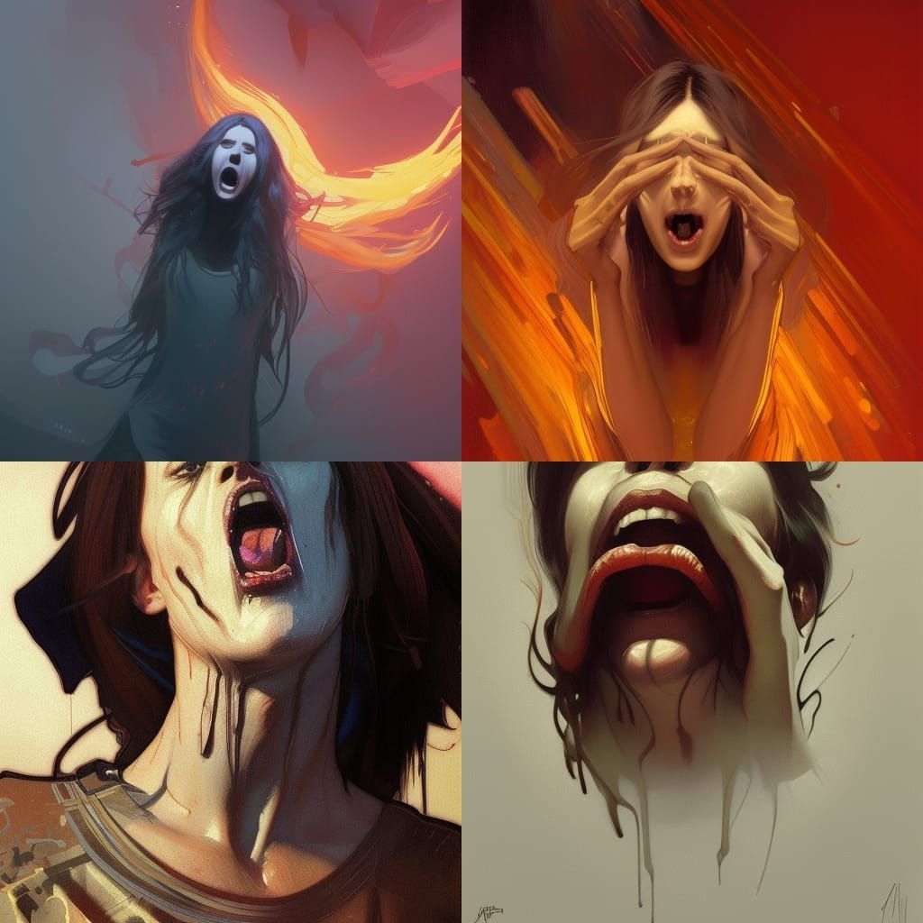 Detailed Portrait Inspired by 'The Scream'