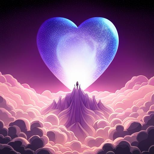 Cosmic Star Over Amethyst Landscape: Pop Surrealism