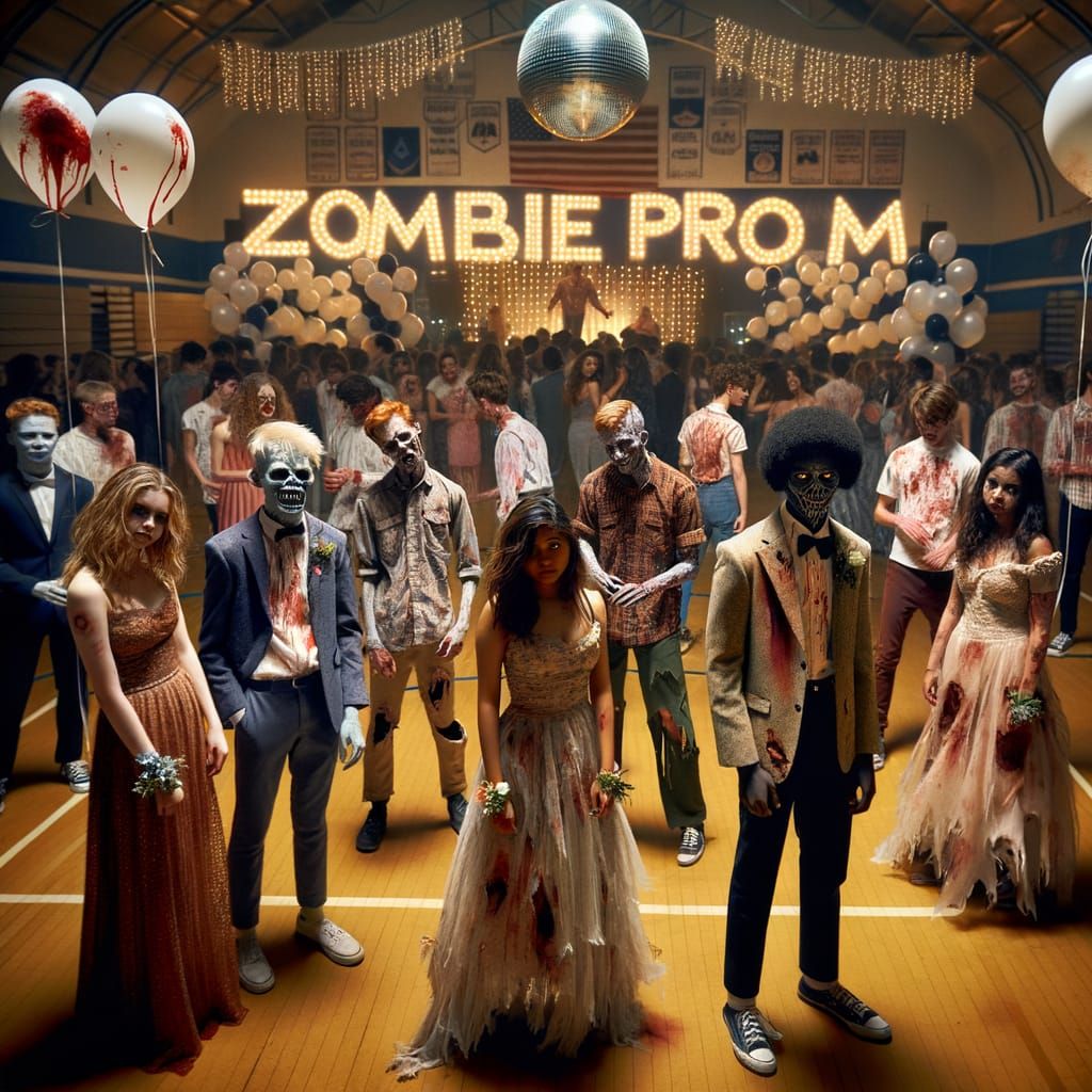 Zombie Prom Night at High School Gymnasium