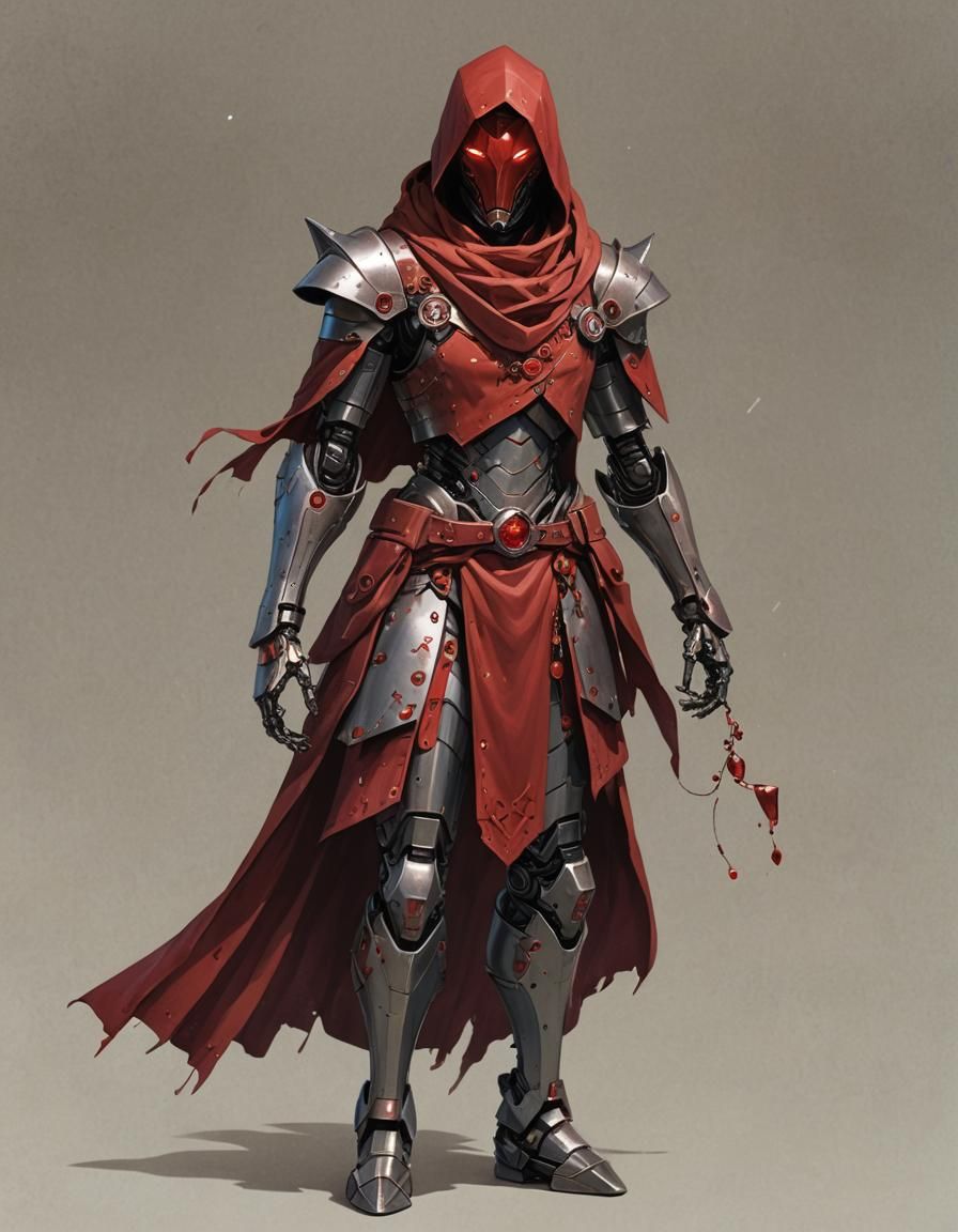 Ruby Robot Mage in Shadowy Alley, as Graffiti Art