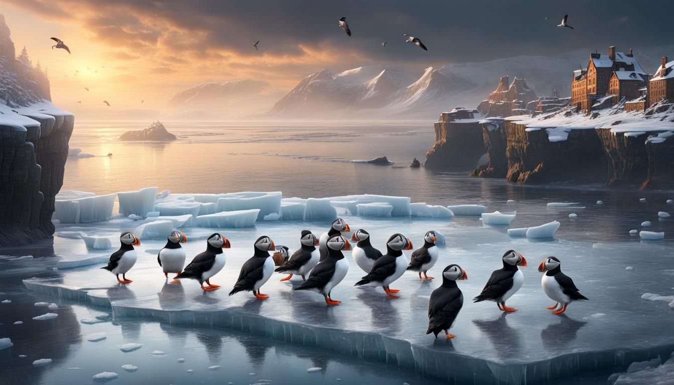 Puffins on Ice: Dramatic Digital Matte Painting