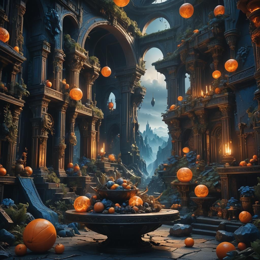 Magical Objects Merge in Fantasy Landscape