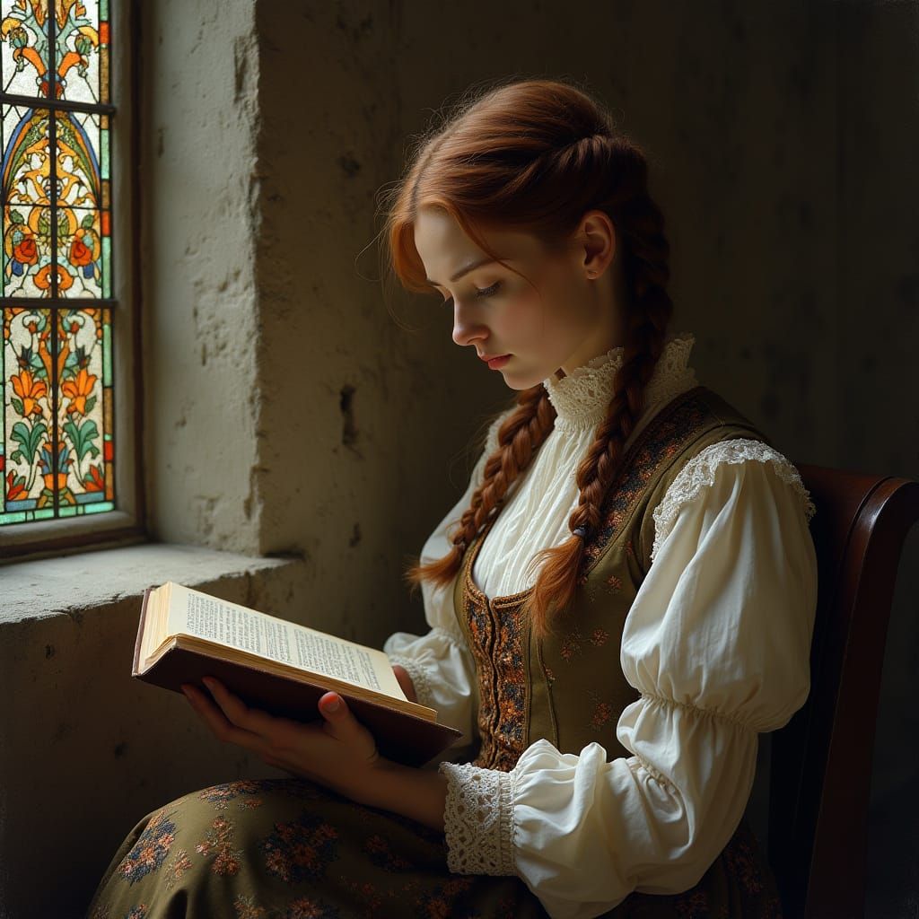 Gothic Victorian Beauty Lost in Midnight Reflections