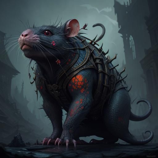 Scary Multi-Eyed Rat: Detailed Fantasy Art