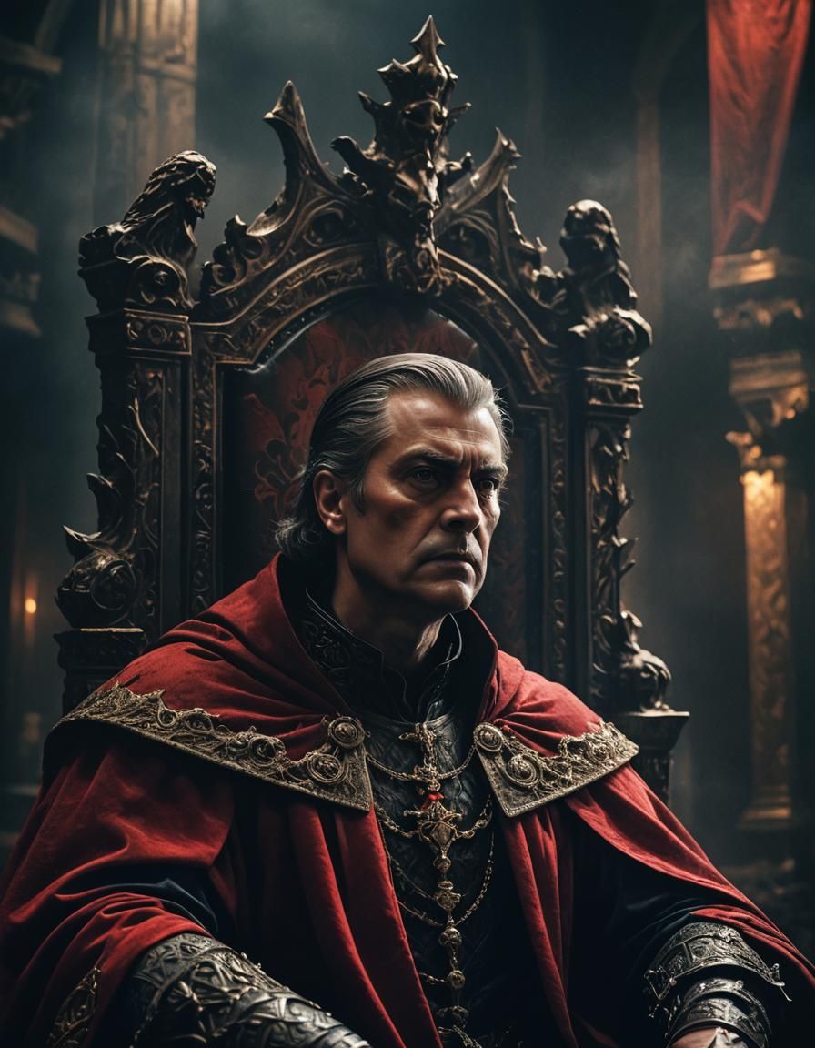 Sinister Emperor in Dark Throne Room