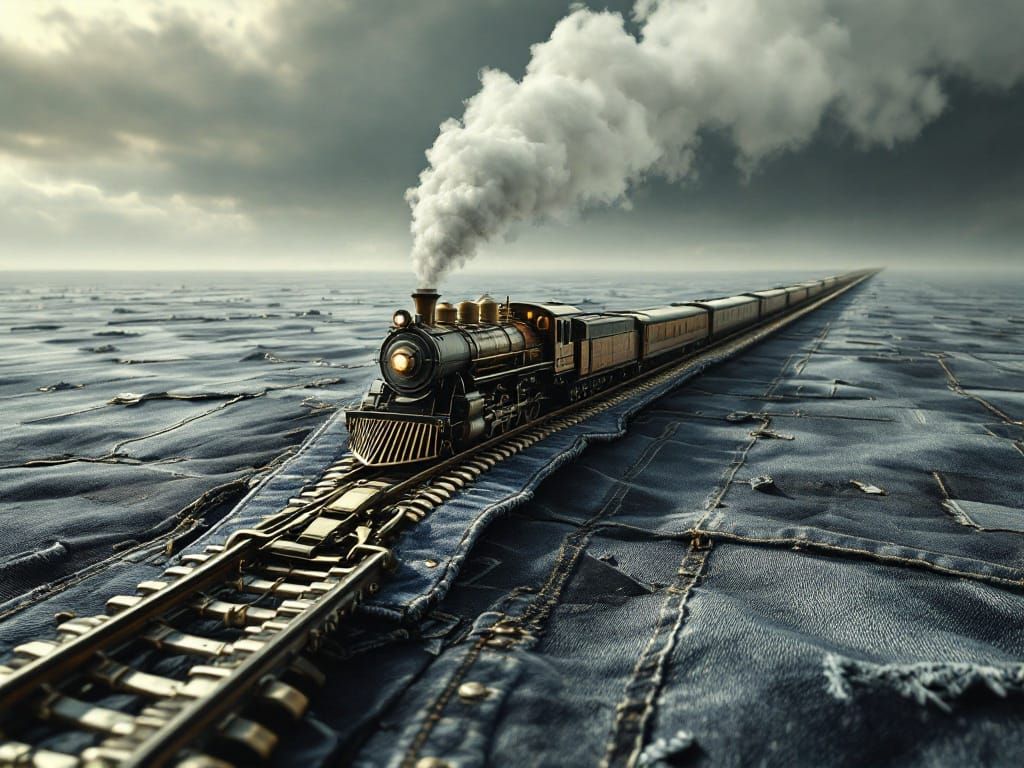 Vintage Steam Train on a Morphing Zipper Track