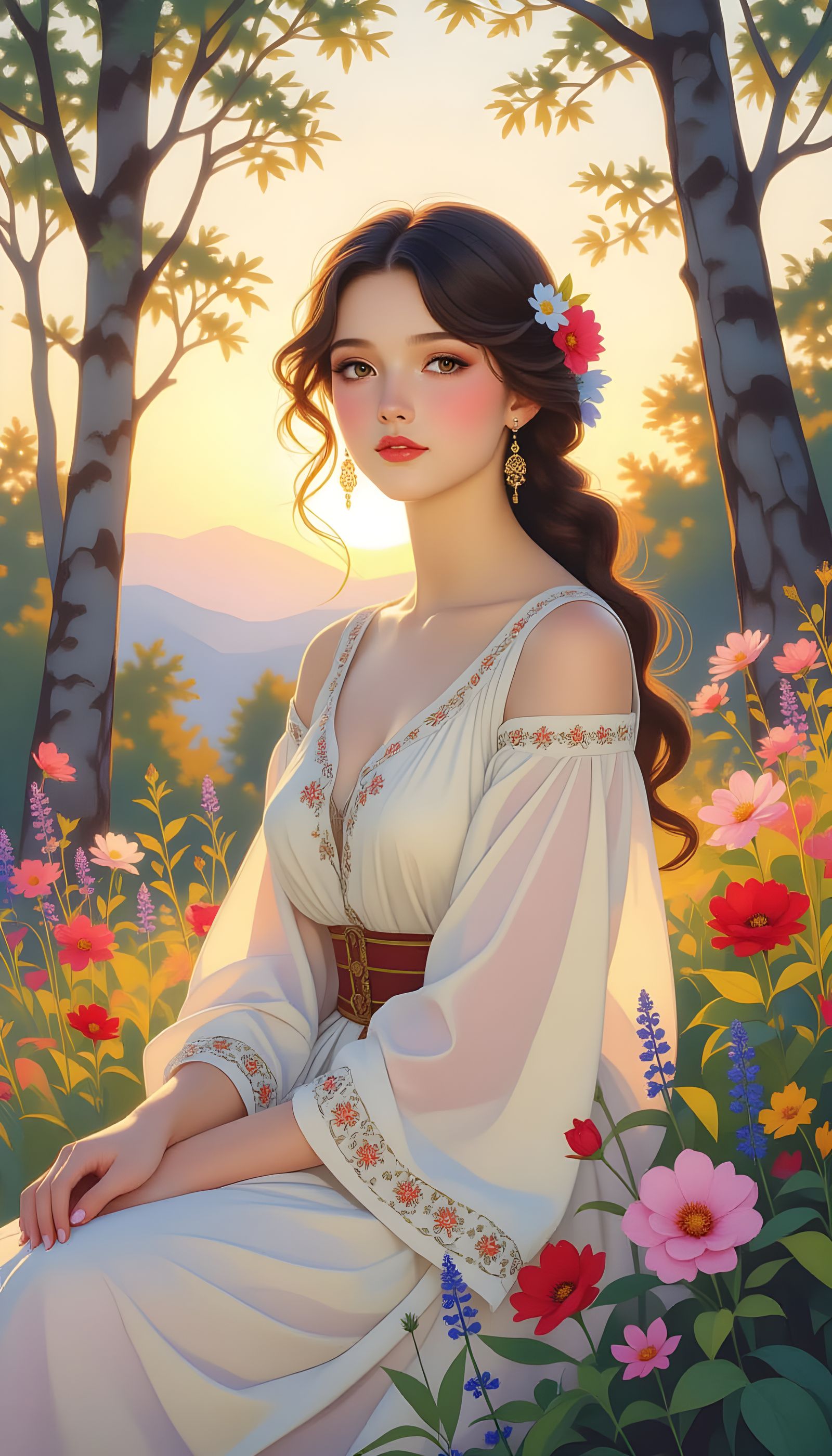 Watercolor Portrait of Girl in Modern Outfit