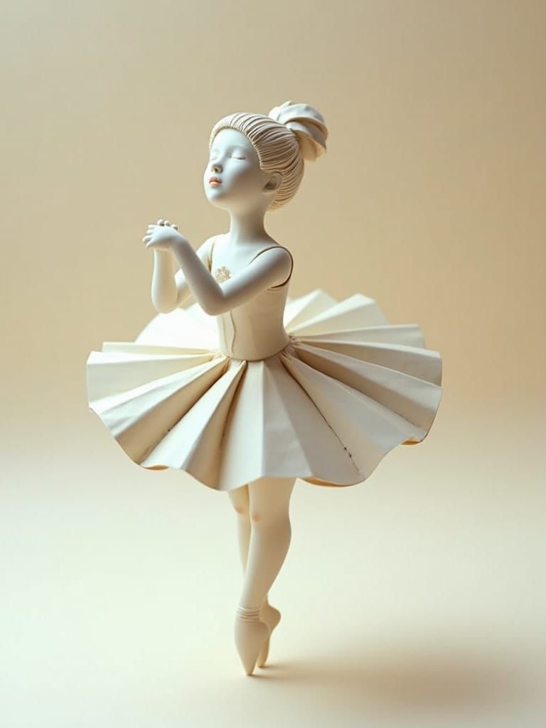 Intricate Origami Ballerina Figurine in 8K